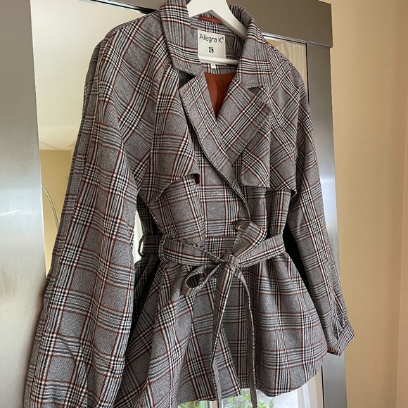 Allegra K Jackets & Blazers - Allegra K - Plaid Jacket/Blazer Button Belted - L